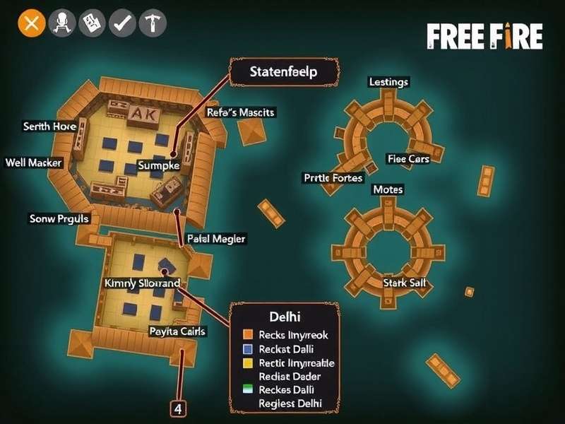 Free Fire Masters - Delhi Docks Strategy Guide Free Fire Masters Delhi Docks map with strategic locations marked
